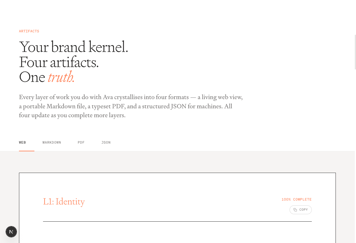 BrandKernel artifacts view